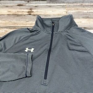 Under Armour 1/4 Zip Pullover Mens‎ Medium Blue Striped HeatGear Long Sleeve